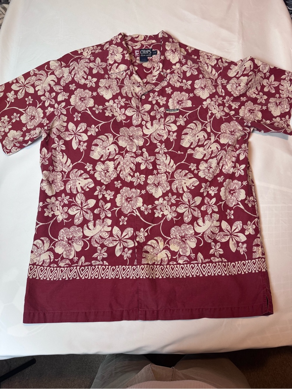 Ralph Lauren Maroon Floral Hawaiian Camp Shirt